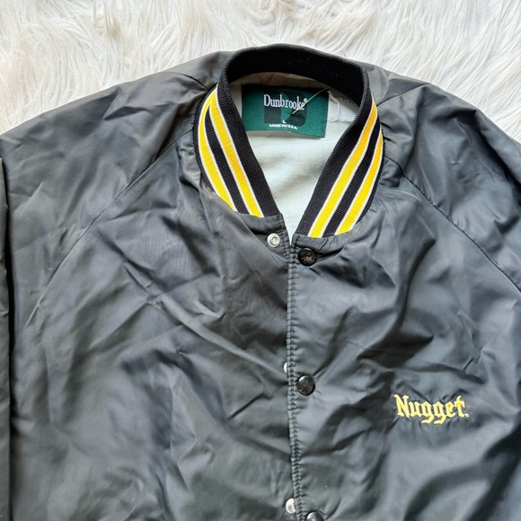 Vintage Retro Varsity Coaches Bomber Satin Buttons Up Jacket Dunbrooke USA L - Picture 3 of 12